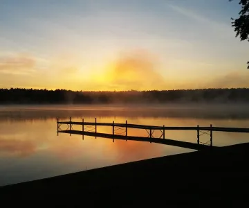 Camp Yomechas waterfront at sunrise