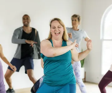 Group dance class at the gym