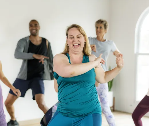 Group dance class at the gym